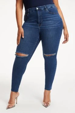 GOOD AMERICAN High Waisted GOOD WAIST CROP DEEP V YOKE | INDIGO140