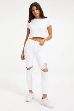 GA-SALE GOOD WAIST CROP DEEP V YOKE | WHITE001