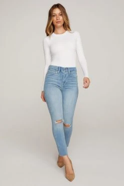 GA-SALE GOOD WAIST CROP RAW EDGE | BLUE352 High Waisted