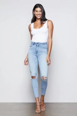 GA-SALE GOOD WAIST CROP RAW EDGE | BLUE352 High Waisted