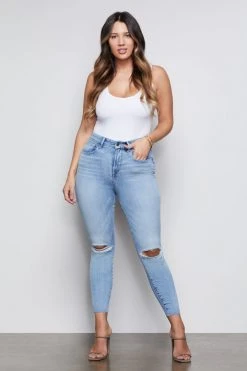 GA-SALE GOOD WAIST CROP RAW EDGE | BLUE352 High Waisted