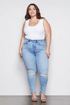 GA-SALE GOOD WAIST CROP RAW EDGE | BLUE352 High Waisted