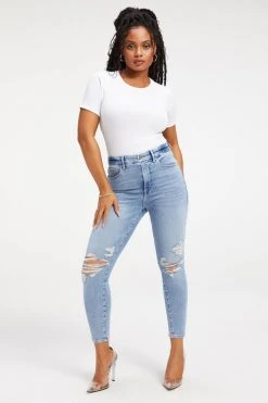 GOOD AMERICAN GOOD WAIST CROP | INDIGO138