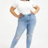 GOOD AMERICAN GOOD WAIST CROP | INDIGO138