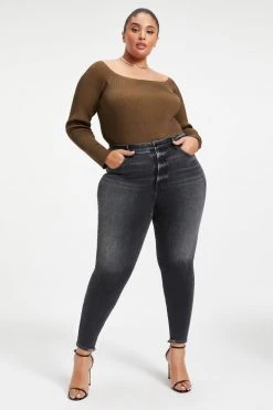 Best Pirce ๐ GOOD AMERICAN GOOD WAIST CROP W/ SHADOW POCK | BLACK263 High Waisted โจ 17 GOOD AMERICAN GOOD WAIST CROP W/ SHADOW POCK | BLACK263 High Waisted