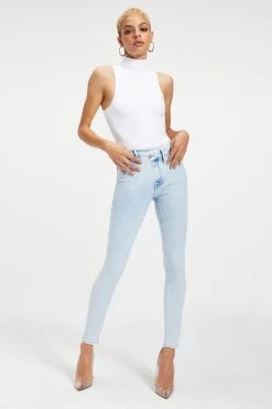 GOOD AMERICAN High Waisted GOOD WAIST CROSSOVER WAISTBAND | INDIGO018