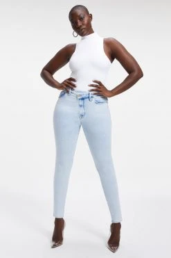 GOOD AMERICAN High Waisted GOOD WAIST CROSSOVER WAISTBAND | INDIGO018