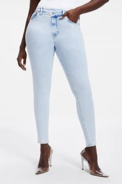 GOOD AMERICAN High Waisted GOOD WAIST CROSSOVER WAISTBAND | INDIGO018