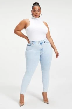 GOOD AMERICAN High Waisted GOOD WAIST CROSSOVER WAISTBAND | INDIGO018