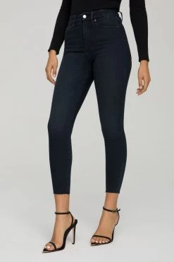 GOOD AMERICAN High Waisted GOOD WAIST CROP RAW HEM | BLUE631