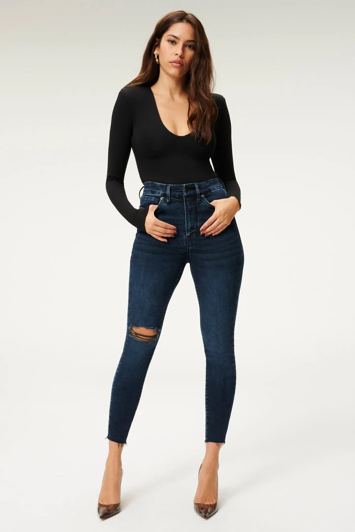 Outlet ✔️ GOOD AMERICAN High Waisted GOOD WAIST CROP RAW HEM | BLUE853 🔥 1 GOOD AMERICAN High Waisted GOOD WAIST CROP RAW HEM | BLUE853