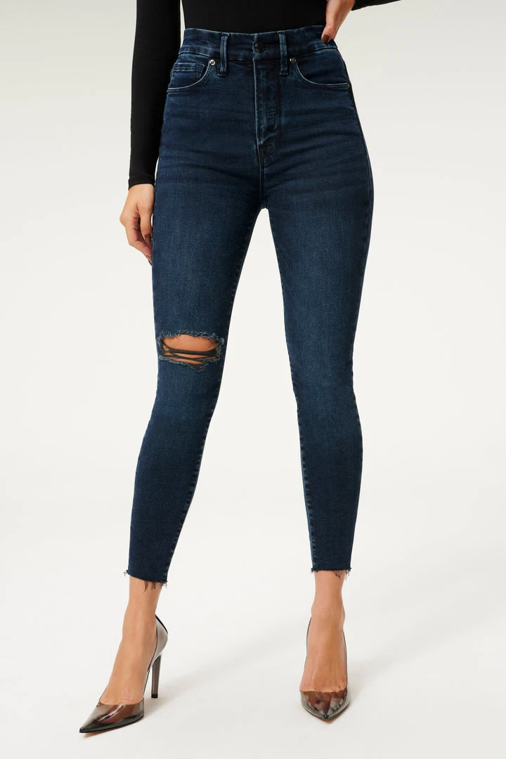 Outlet ✔️ GOOD AMERICAN High Waisted GOOD WAIST CROP RAW HEM | BLUE853 🔥 3 GOOD AMERICAN High Waisted GOOD WAIST CROP RAW HEM | BLUE853