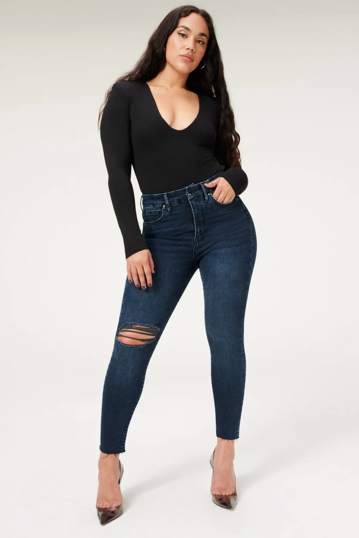 Outlet ✔️ GOOD AMERICAN High Waisted GOOD WAIST CROP RAW HEM | BLUE853 🔥 7 GOOD AMERICAN High Waisted GOOD WAIST CROP RAW HEM | BLUE853