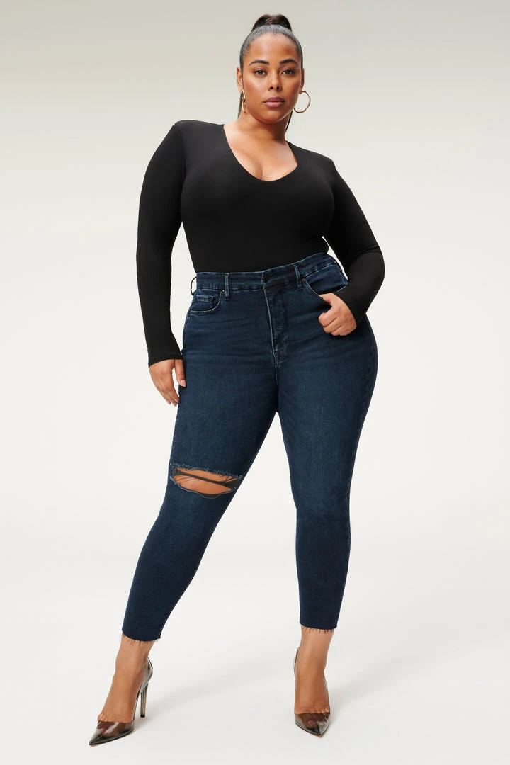 Outlet ✔️ GOOD AMERICAN High Waisted GOOD WAIST CROP RAW HEM | BLUE853 🔥 12 GOOD AMERICAN High Waisted GOOD WAIST CROP RAW HEM | BLUE853