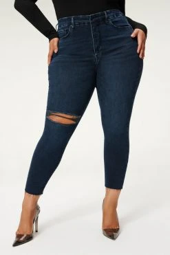 Outlet ✔️ GOOD AMERICAN High Waisted GOOD WAIST CROP RAW HEM | BLUE853 🔥 30 GOOD AMERICAN High Waisted GOOD WAIST CROP RAW HEM | BLUE853