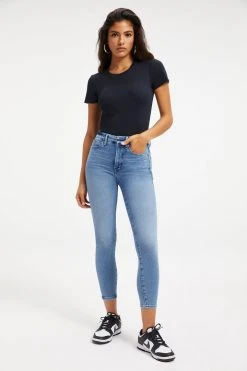 GOOD AMERICAN GOOD WAIST CROP SPLIT POCKETS | INDIGO139 High Waisted