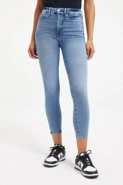 GOOD AMERICAN GOOD WAIST CROP SPLIT POCKETS | INDIGO139 High Waisted