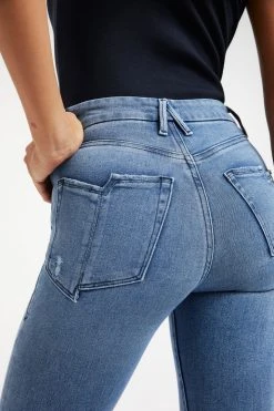 GOOD AMERICAN GOOD WAIST CROP SPLIT POCKETS | INDIGO139 High Waisted