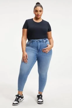 GOOD AMERICAN GOOD WAIST CROP SPLIT POCKETS | INDIGO139 High Waisted