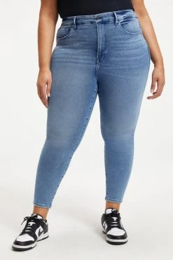 GOOD AMERICAN GOOD WAIST CROP SPLIT POCKETS | INDIGO139 High Waisted