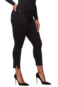 GA-SALE GOOD WAIST CROP SIDE SLIT | BLACK001