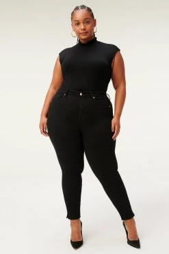 GA-SALE GOOD WAIST CROP SIDE SLIT | BLACK001