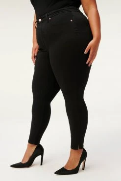 GA-SALE GOOD WAIST CROP SIDE SLIT | BLACK001