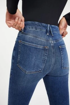 GOOD AMERICAN High Waisted GOOD WAIST EXPOSED BUTTON | INDIGO015