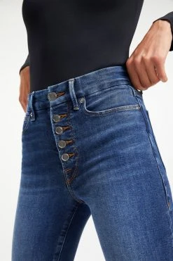 GOOD AMERICAN High Waisted GOOD WAIST EXPOSED BUTTON | INDIGO015