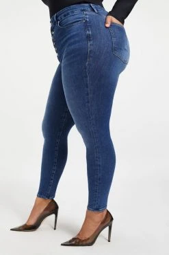 GOOD AMERICAN High Waisted GOOD WAIST EXPOSED BUTTON | INDIGO015