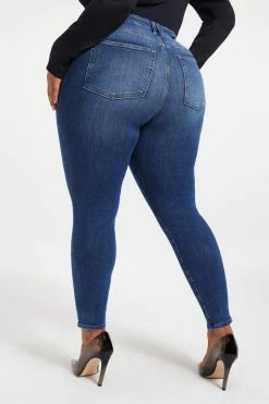 GOOD AMERICAN High Waisted GOOD WAIST EXPOSED BUTTON | INDIGO015