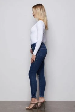 GOOD AMERICAN High Waisted GOOD WAIST EXPOSED BUTTONS | BLUE393