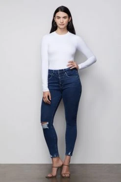 Promo ⌛ GOOD AMERICAN High Waisted GOOD WAIST EXPOSED BUTTONS | BLUE393 ⭐ 24 GOOD AMERICAN High Waisted GOOD WAIST EXPOSED BUTTONS | BLUE393