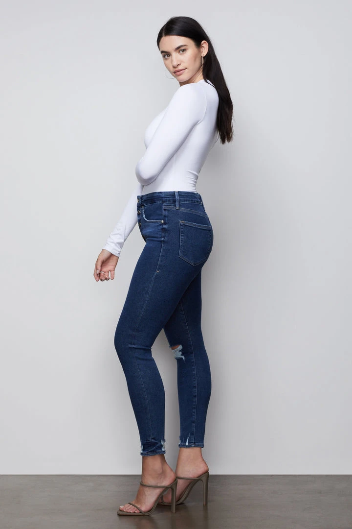 Promo ⌛ GOOD AMERICAN High Waisted GOOD WAIST EXPOSED BUTTONS | BLUE393 ⭐ 8 GOOD AMERICAN High Waisted GOOD WAIST EXPOSED BUTTONS | BLUE393