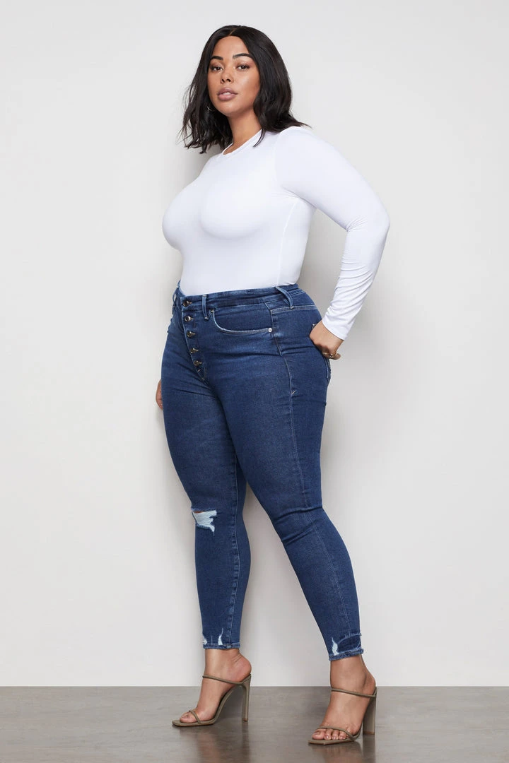 Promo ⌛ GOOD AMERICAN High Waisted GOOD WAIST EXPOSED BUTTONS | BLUE393 ⭐ 12 GOOD AMERICAN High Waisted GOOD WAIST EXPOSED BUTTONS | BLUE393