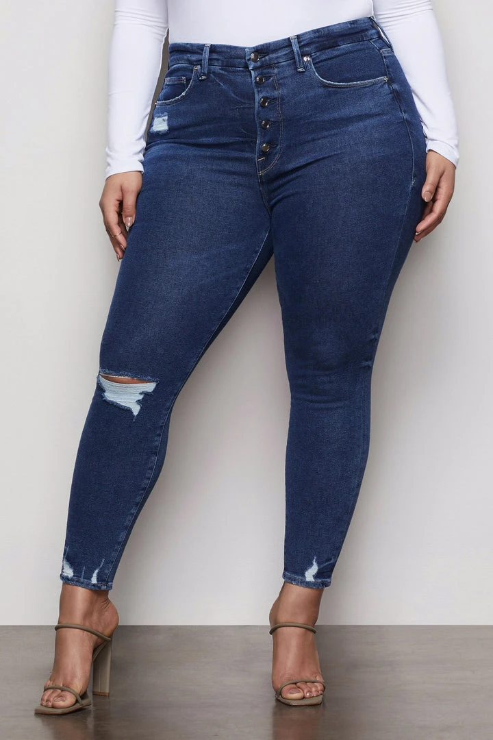 Promo ⌛ GOOD AMERICAN High Waisted GOOD WAIST EXPOSED BUTTONS | BLUE393 ⭐ 13 GOOD AMERICAN High Waisted GOOD WAIST EXPOSED BUTTONS | BLUE393