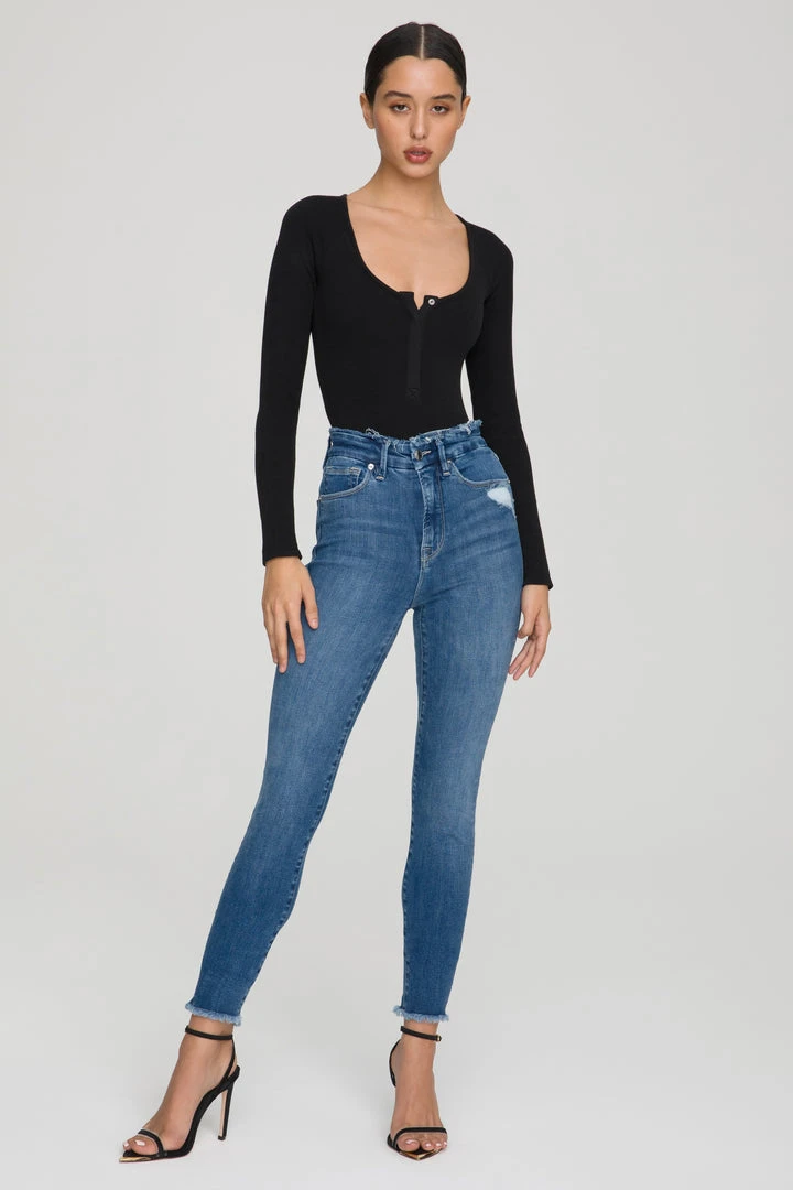 Coupon ⌛ GOOD AMERICAN Skinny GOOD WAIST RAW EDGE | BLUE628 🤩 1 GOOD AMERICAN Skinny GOOD WAIST RAW EDGE | BLUE628