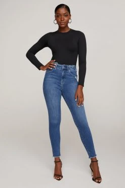 Coupon ⌛ GOOD AMERICAN Skinny GOOD WAIST RAW EDGE | BLUE628 🤩 23 GOOD AMERICAN Skinny GOOD WAIST RAW EDGE | BLUE628