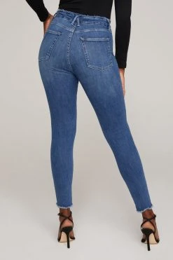Coupon ⌛ GOOD AMERICAN Skinny GOOD WAIST RAW EDGE | BLUE628 🤩 26 GOOD AMERICAN Skinny GOOD WAIST RAW EDGE | BLUE628