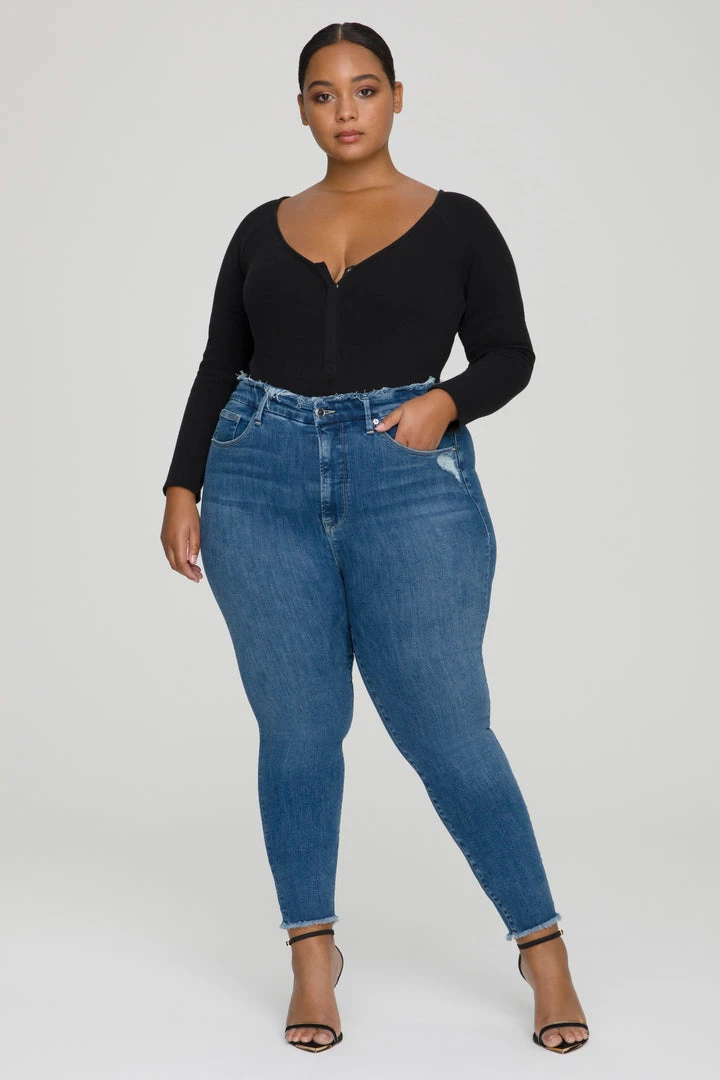 Coupon ⌛ GOOD AMERICAN Skinny GOOD WAIST RAW EDGE | BLUE628 🤩 12 GOOD AMERICAN Skinny GOOD WAIST RAW EDGE | BLUE628