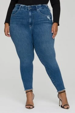 Coupon ⌛ GOOD AMERICAN Skinny GOOD WAIST RAW EDGE | BLUE628 🤩 30 GOOD AMERICAN Skinny GOOD WAIST RAW EDGE | BLUE628