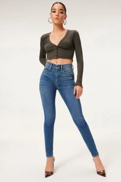 GA-SALE GOOD WAIST W/ NATURAL FRAY HEM | BLUE851 High Waisted