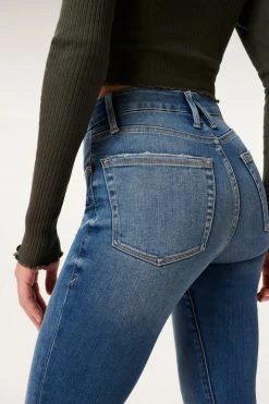 GA-SALE GOOD WAIST W/ NATURAL FRAY HEM | BLUE851 High Waisted