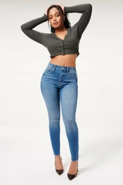 GA-SALE GOOD WAIST W/ NATURAL FRAY HEM | BLUE851 High Waisted