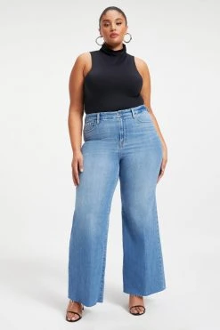 GOOD AMERICAN High Waisted GOOD WAIST PALAZZO | INDIGO030