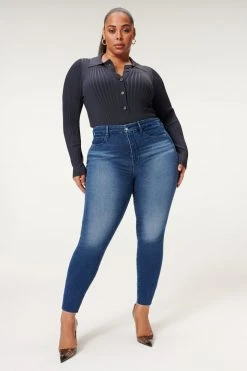 GOOD AMERICAN GOOD WAIST RAW HEM | BLUE867