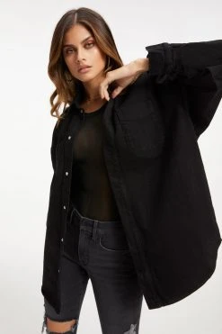GOOD AMERICAN DENIM SHACKET | BLACK001 Jackets