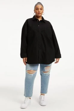 GOOD AMERICAN DENIM SHACKET | BLACK001 Jackets