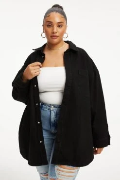 GOOD AMERICAN DENIM SHACKET | BLACK001 Jackets