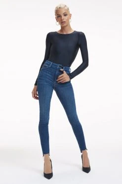 GOOD AMERICAN GOOD WAIST STEP HEM | INDIGO306 Brand New Denim